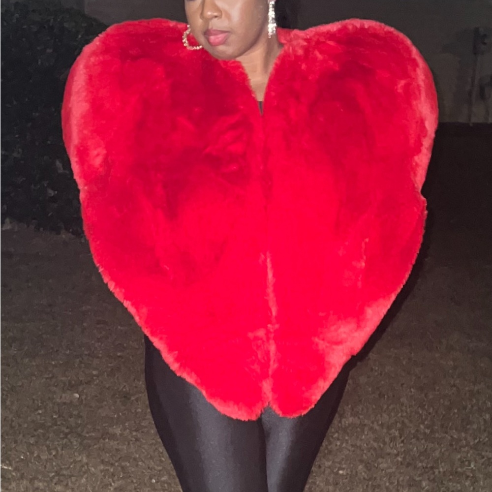 RED HEART FUR VEST